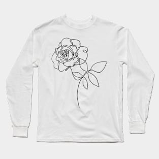 Rose floral plant one line art Long Sleeve T-Shirt